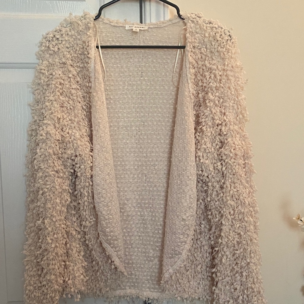 Blu Pepper Cream Textured Cardigan